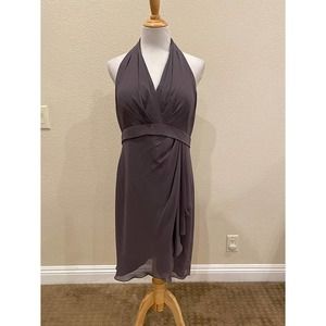 Jenny Yoo Collection Halter Gown Dress Knee Length V Neck Taupe Size 14